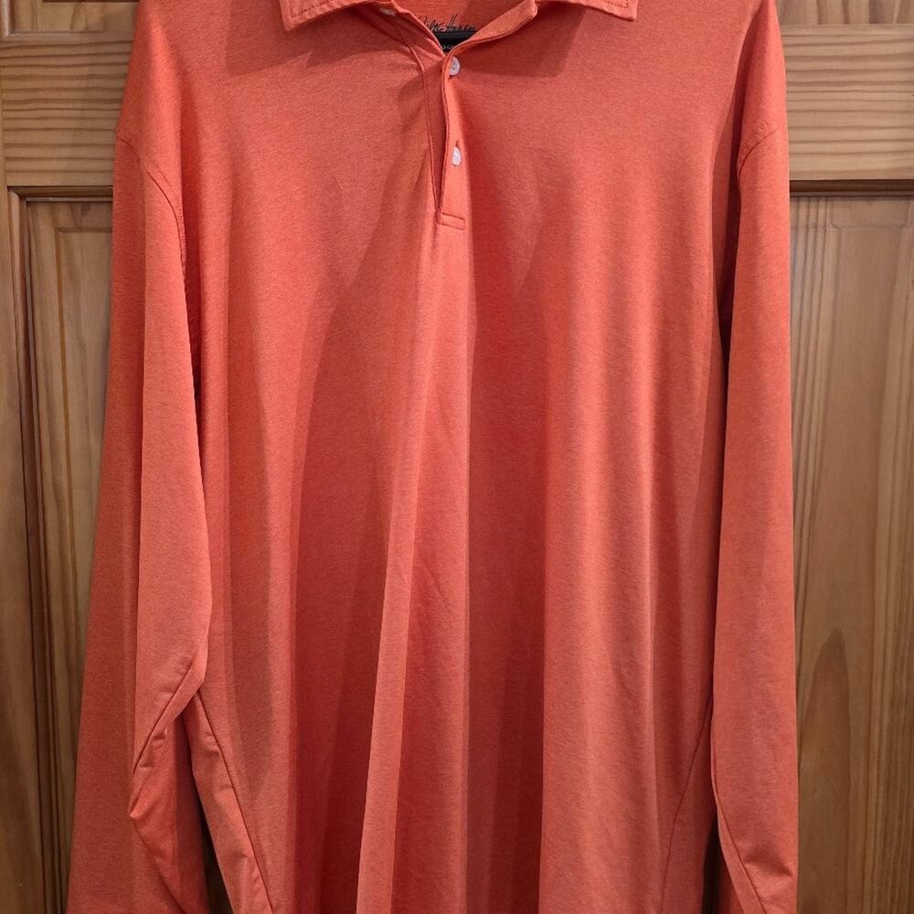 Walter Hagen Men’s LS Golf Polo Shirt L Orange Poly Spandex